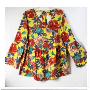Yellow Floral Boho Babydoll Tunic